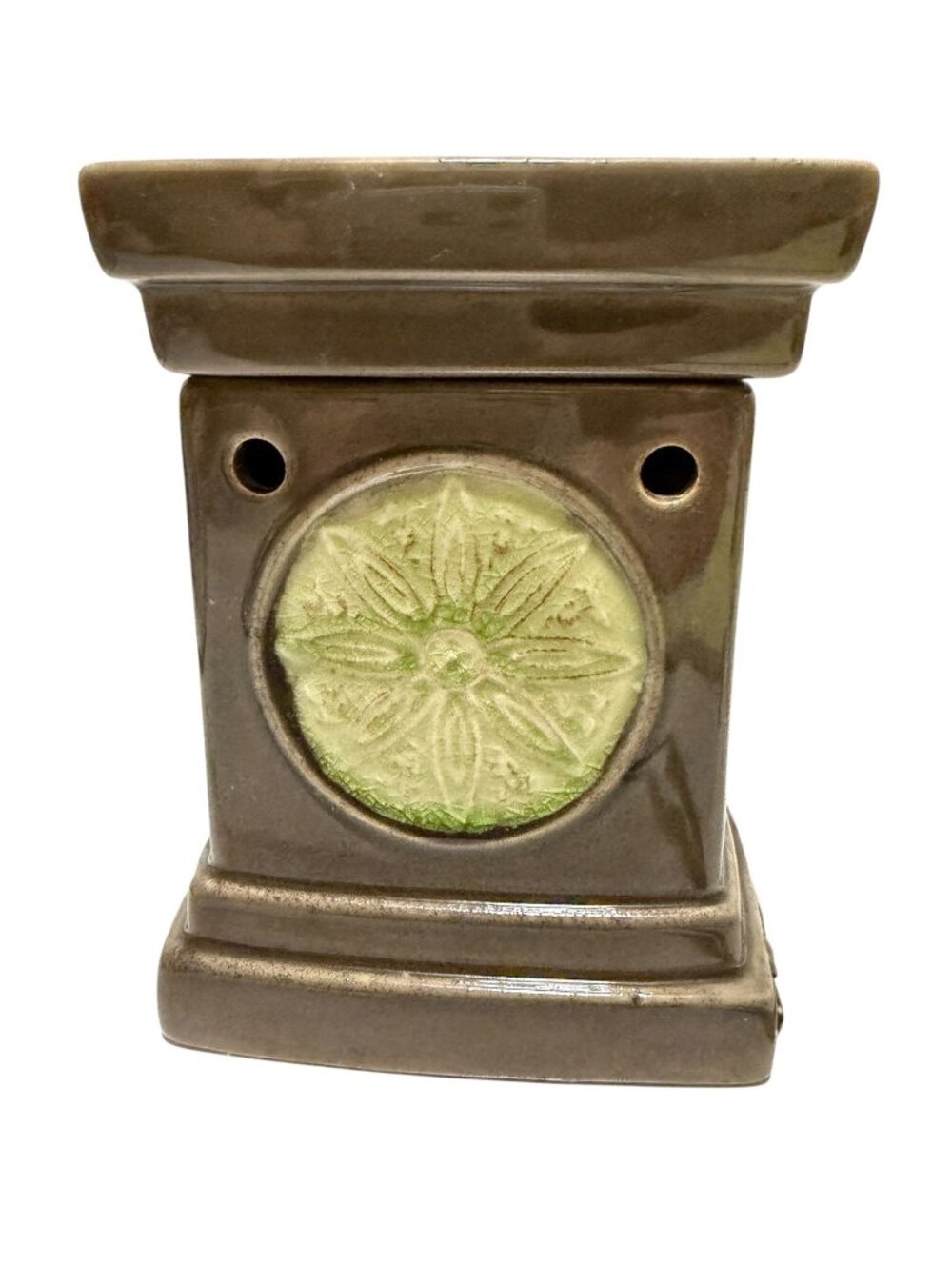 Scentsy Electric Wax Warmer Lotus Flower Green Brown Spring Summer Works - Picture 4 of 11